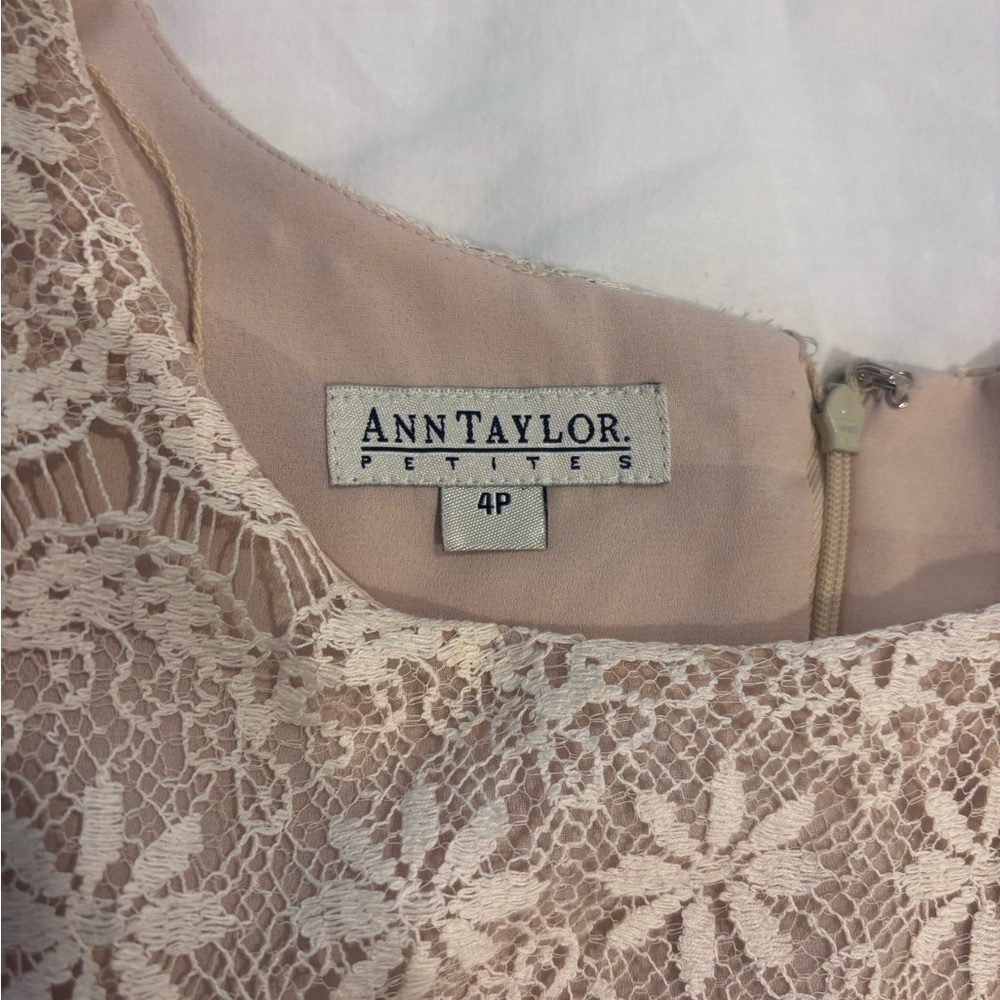 Vintage 90s Ann Taylor Champagne/Ivory Lace Mini Dress 4P - Picture 12 of 16